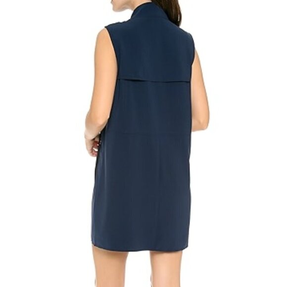 Vince Blue Laser Cut Trench Vest Dress - Picture 4 of 13